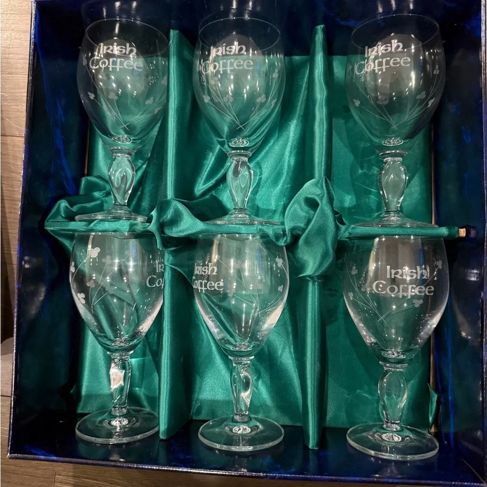 Irish Coffee Glass Set with Etched Logo - Clear‎ Glass (Set of 6)